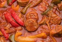Savory Slow Cooker Sausage and Peppers