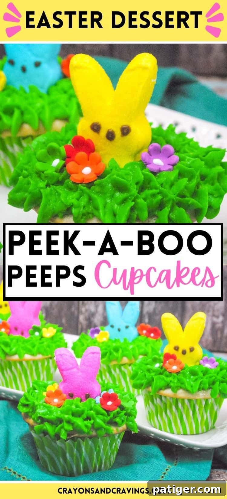 Surprise Peeps Cupcakes 6 Peek-a-boo Peeps Cupcakes - a perfect Easter dessert for family and friends.
