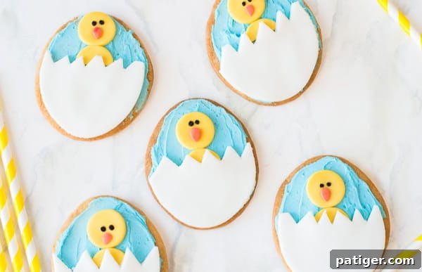 Hatching Chick Easter Sugar Cookies.