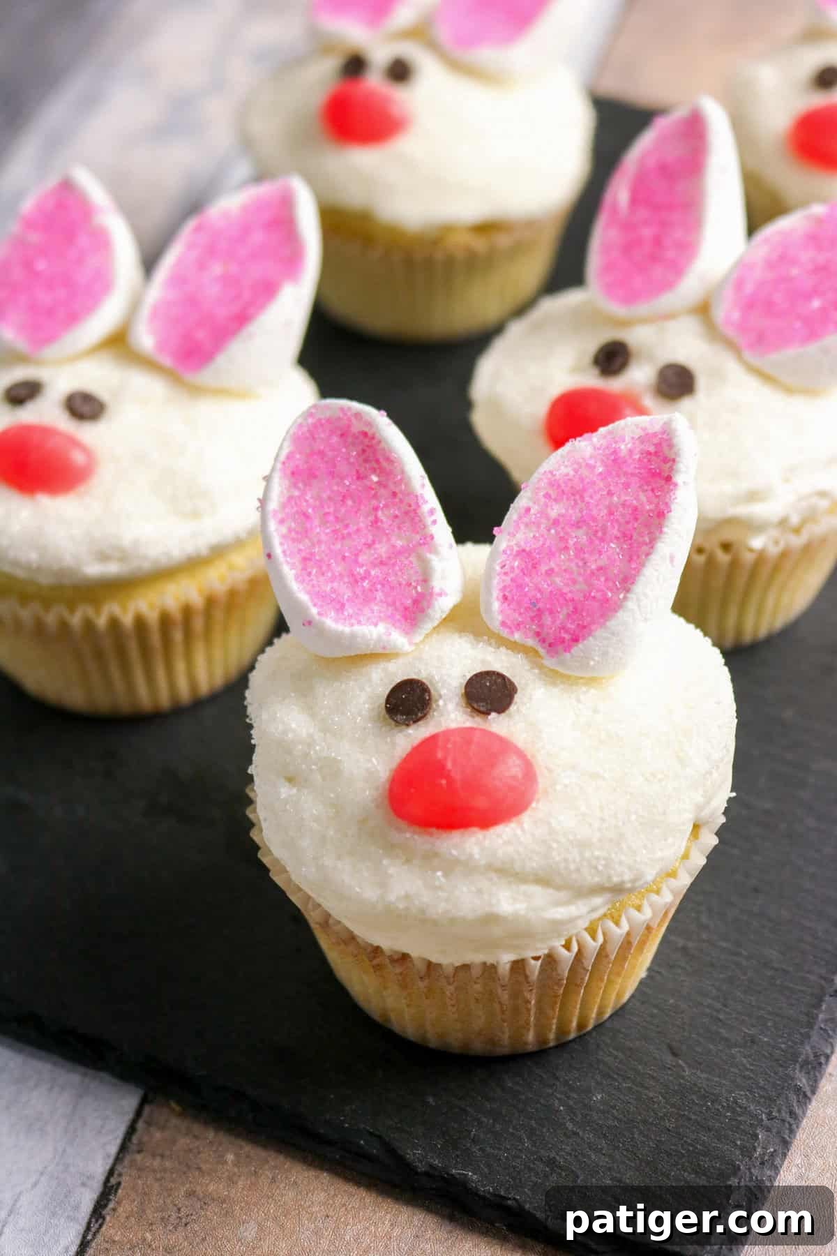 Easter cupcakes with bunny ears.
