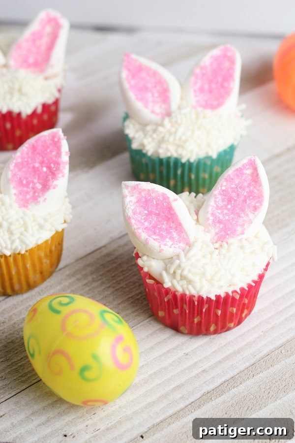 Marshmallo Bunny Ear Cupcakes.