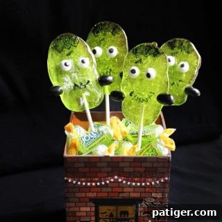 Adorable Frankenstein Jolly Rancher Suckers for Halloween