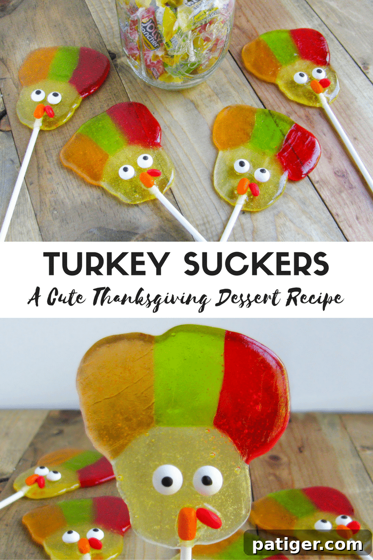 Turkey Suckers - A Cute Thanksgiving Dessert Recipe.