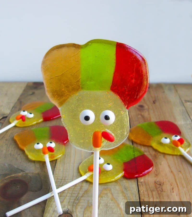 Turkey shaped lollipops.