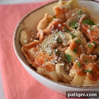 This hearty, homemade Mushroom Bolognese is easy to make and pairs well with ravioli, gnocchi, or any other pasta that your heart desires.