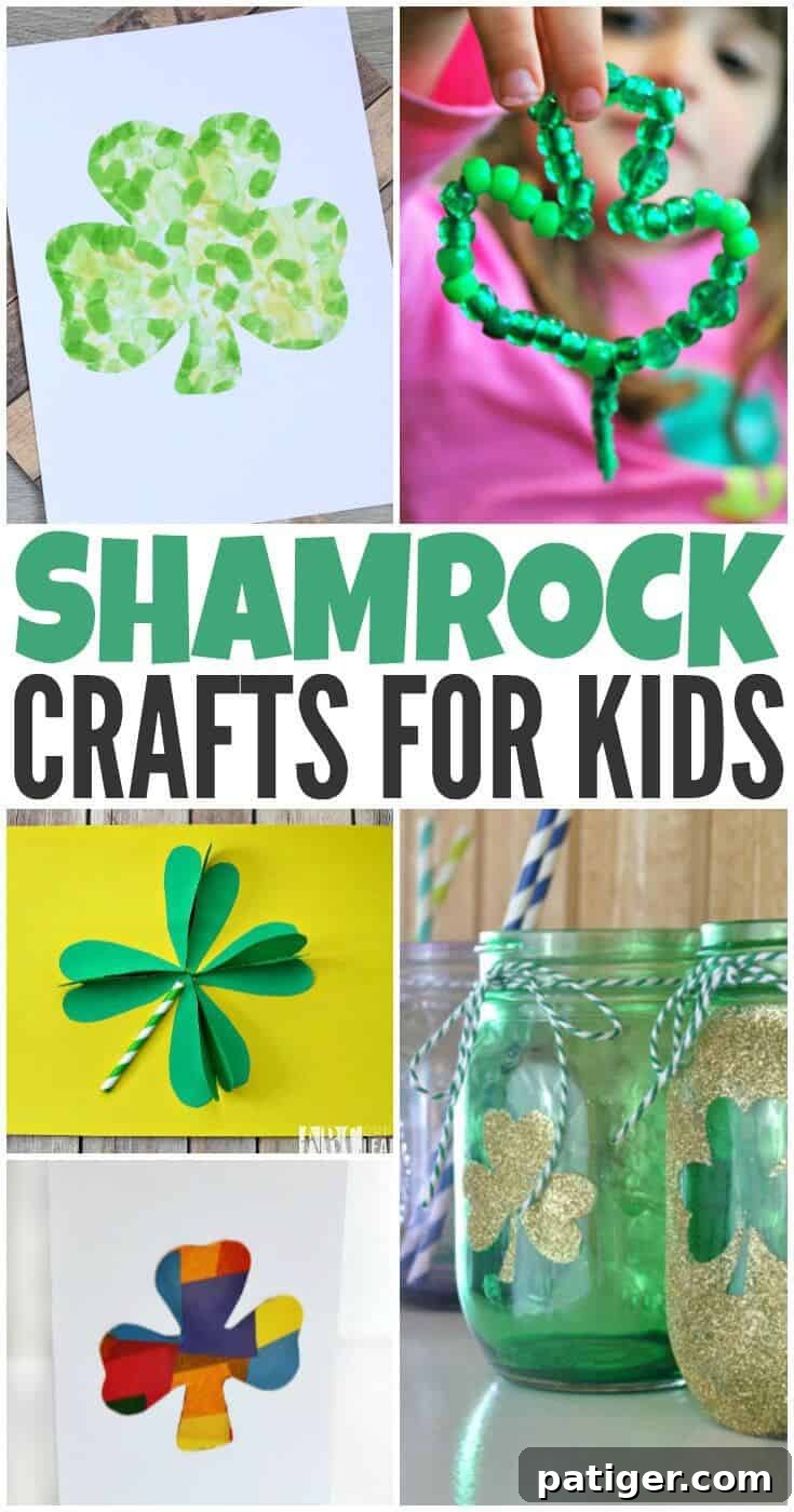 Easy Peasy Shamrock Crafts for Little Ones 2 Smiling child holding a festive shamrock craft, ready for St. Patrick's Day celebration.