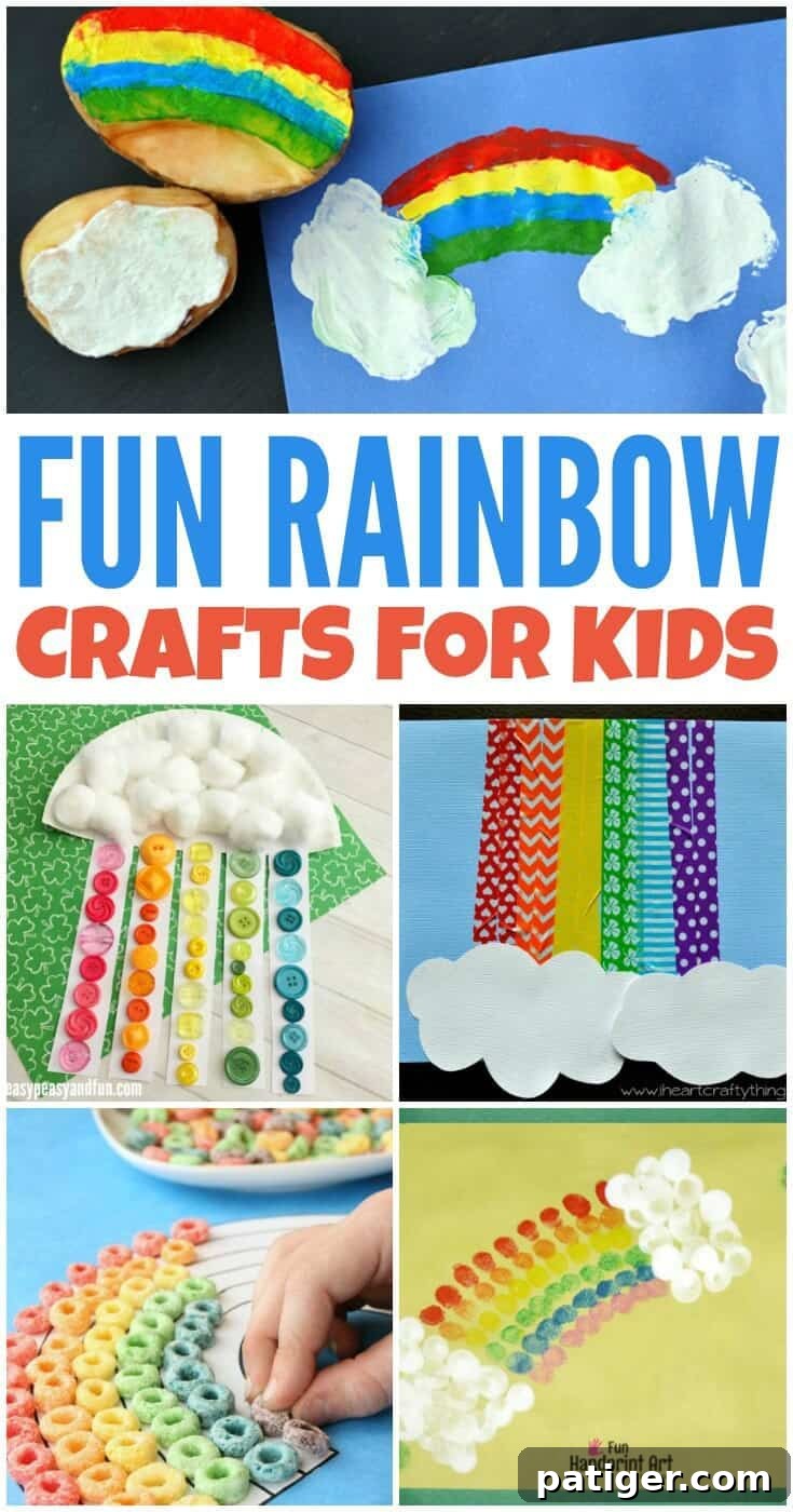 Bright Rainbow Makes for Children 2 Rainbow Crafts for Kids pin collage.
