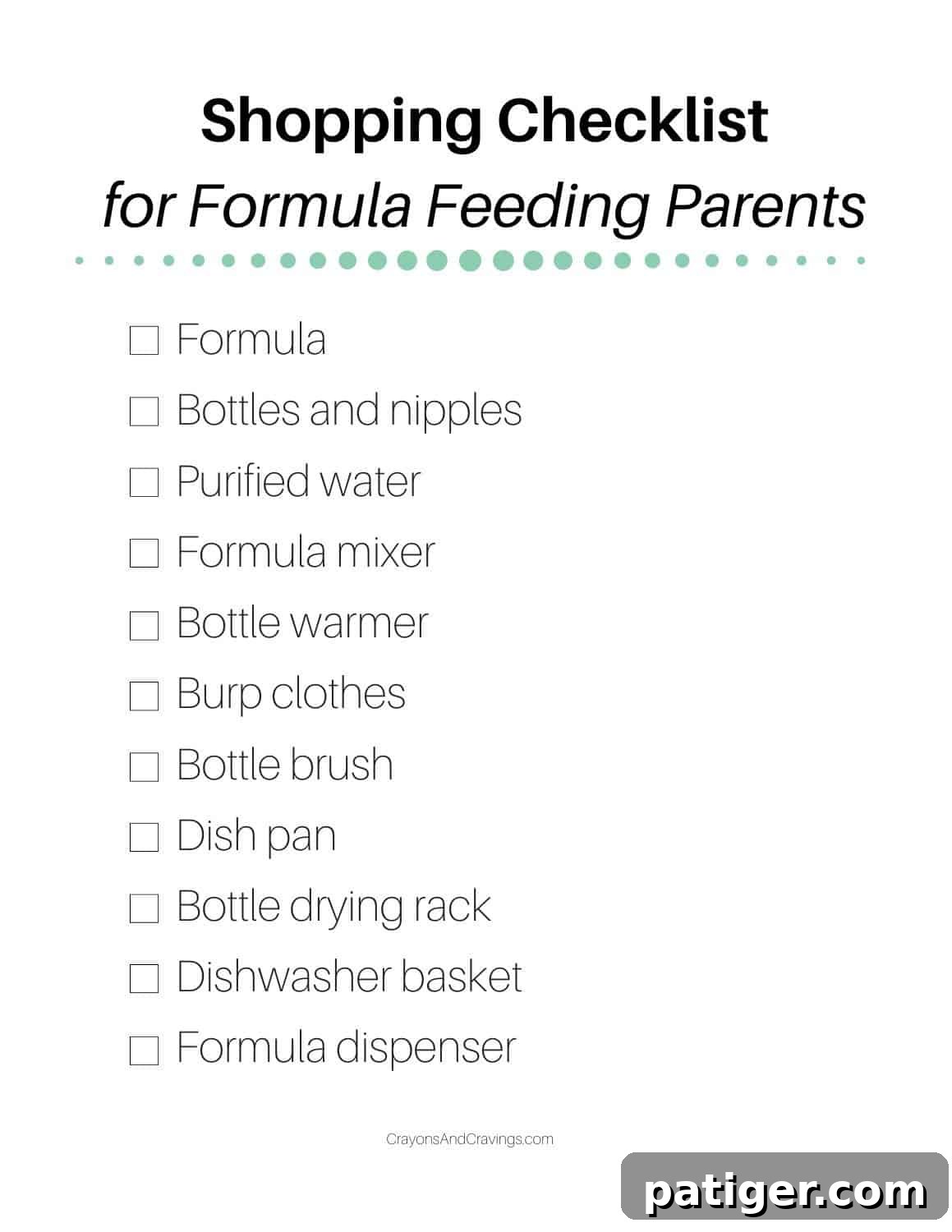 Your 11-Item Bottle Feeding Survival Kit 8 Shopping list for formula feeding parents printable.