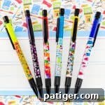 A close-up of a beautifully decorated washi tape pencil, inspiring crafters to share their creations.