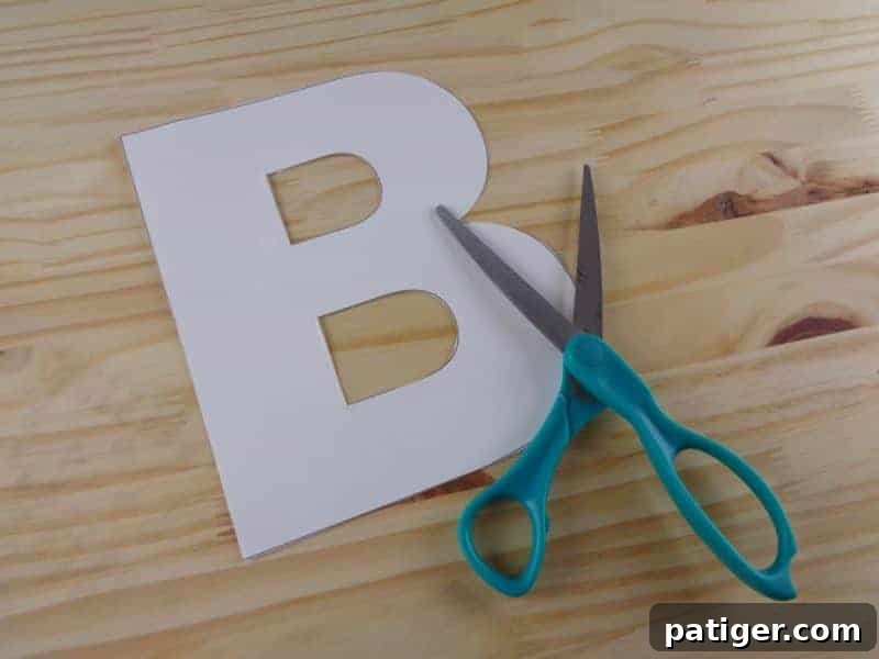 First step for the Letter B craft: Cut out the letter B template.