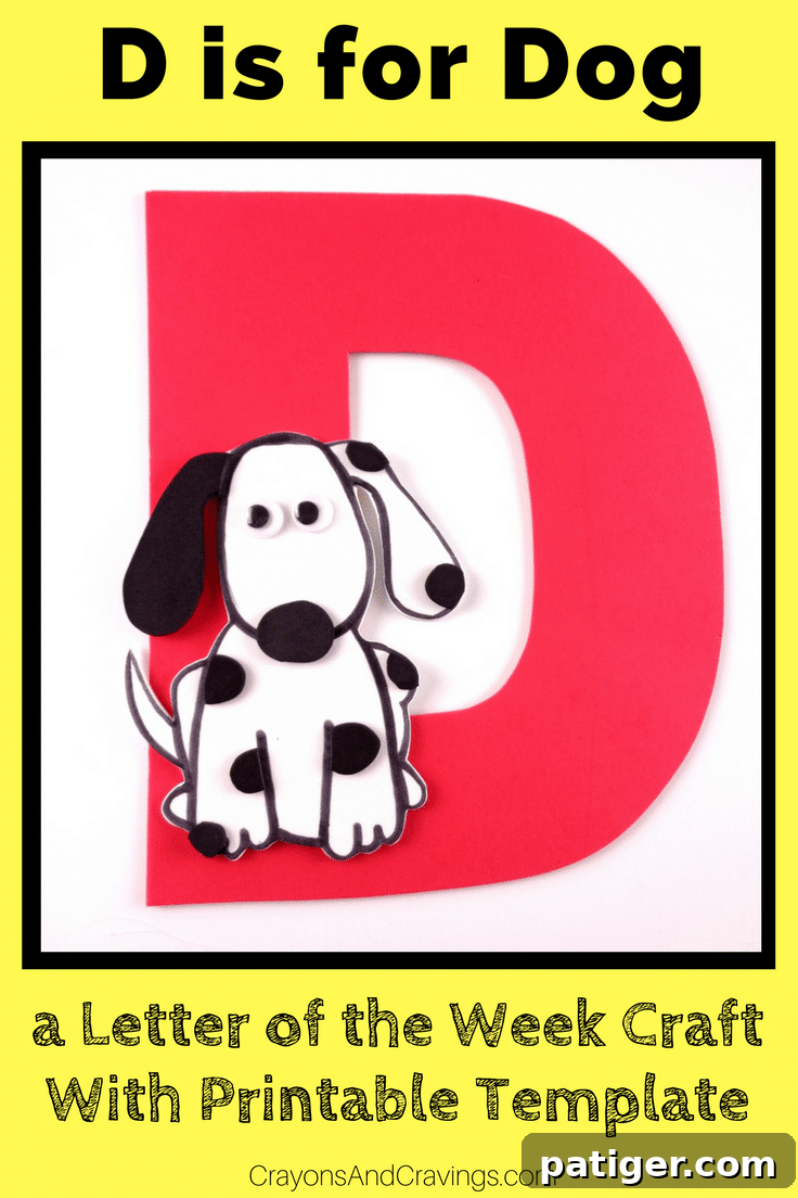 Fun Letter D Dog Craft Printable 2 Letter D is for Dog craft with printable template, part of our letter of the week craft series for toddlers and preschoolers to foster letter recognition and fine motor skills.