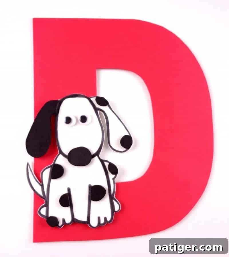 Fun Letter D Dog Craft Printable 13 Finished Letter D is for Dog craft with printable template, a fun activity for preschool letter recognition.