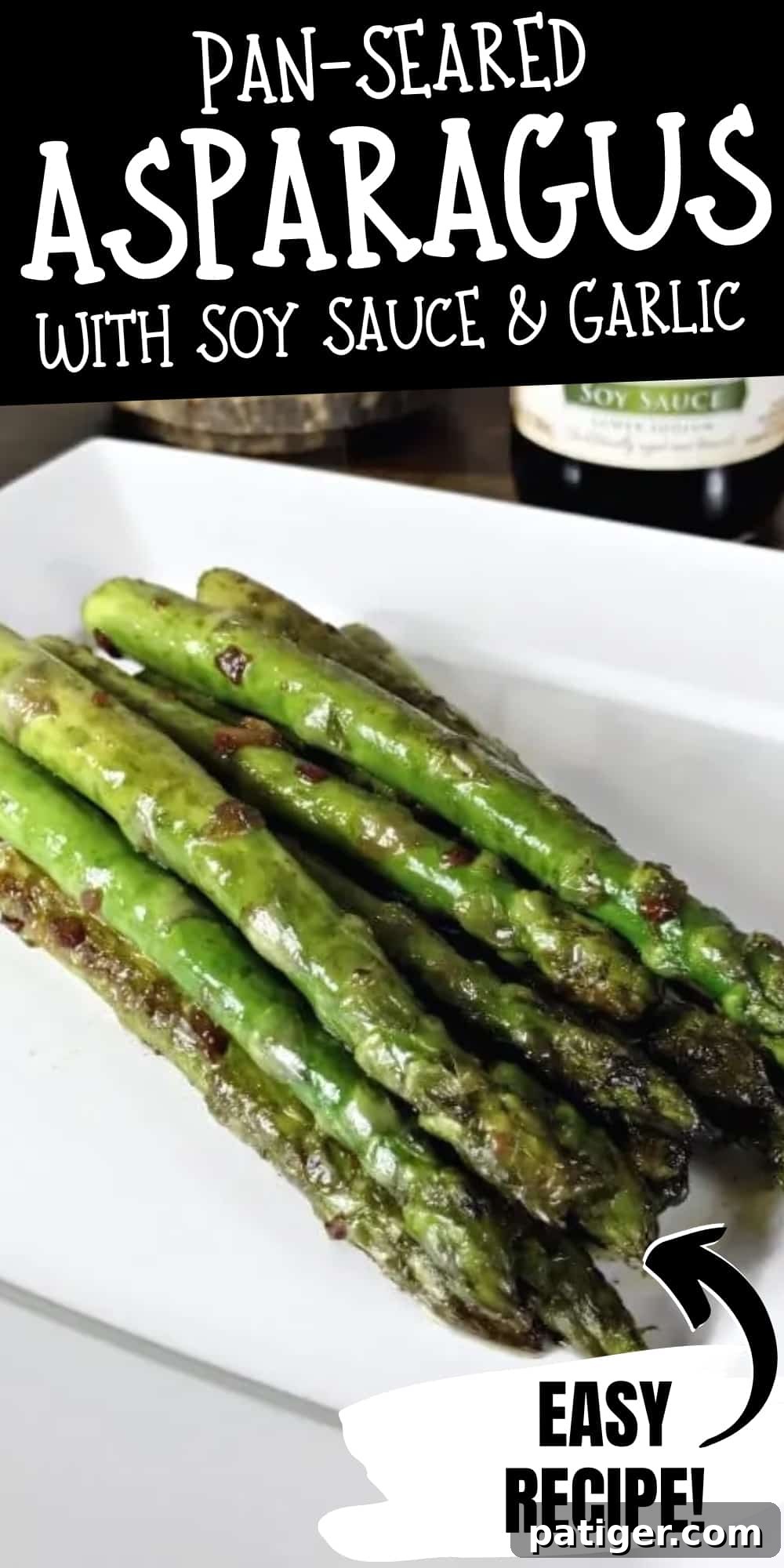 Garlic Soy Seared Asparagus 13 Pan seated asparagus with soy sauce and garlic pin.