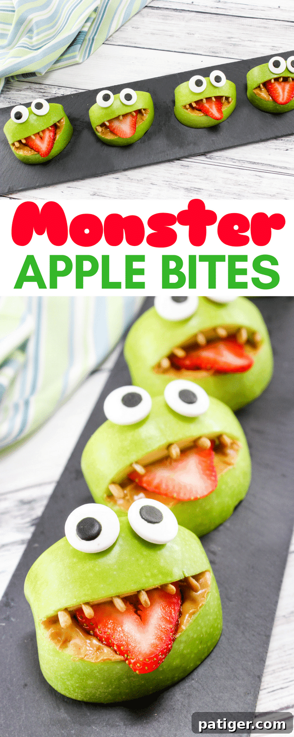 Monster Apple Bites pin image for social media sharing.