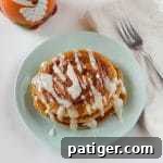 Cinnamon Swirl Pumpkin Spice Pancakes with Cream Cheese Glaze