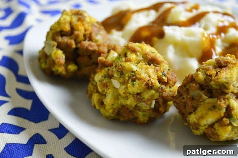 Easy Turkey and Stuffing Balls, perfect for a holiday appetizer or side dish.