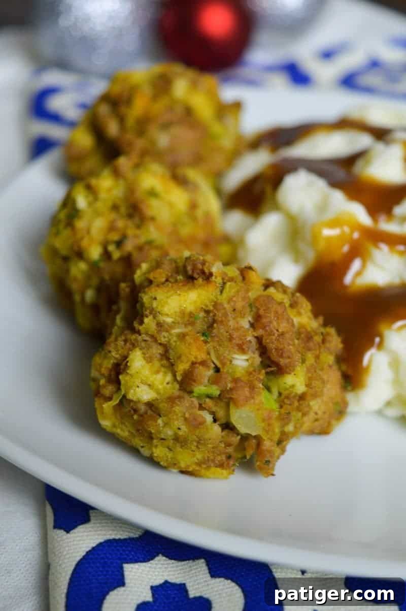 Turkey and Stuffing Balls recipe on a serving platter, ready for a potluck or party.