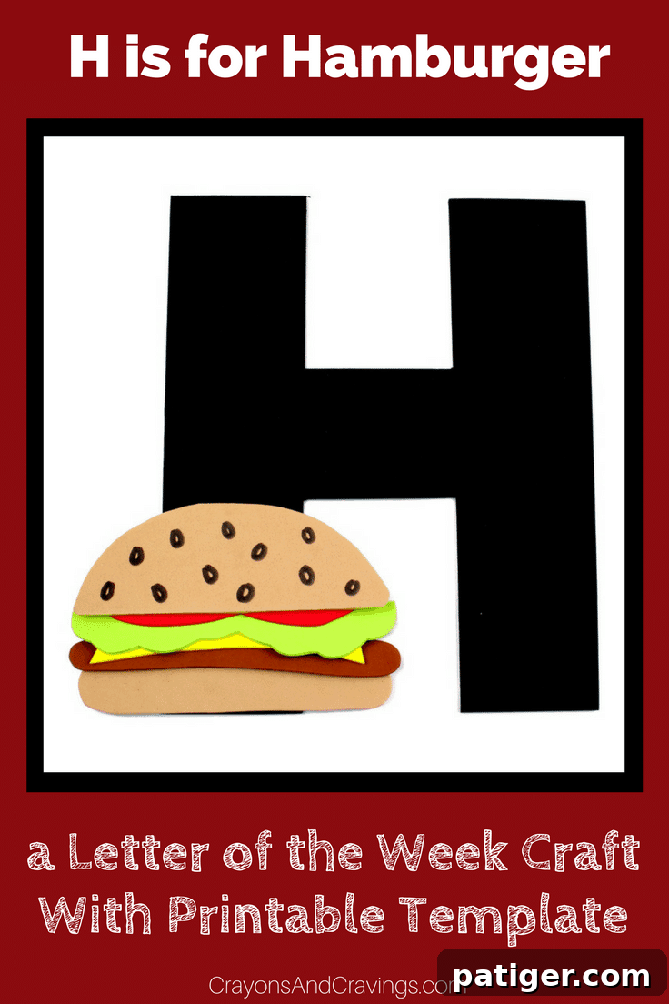 Create a fun and educational Letter H is for Hamburger craft using our printable template, perfect for developing letter recognition and fine motor skills in young children.