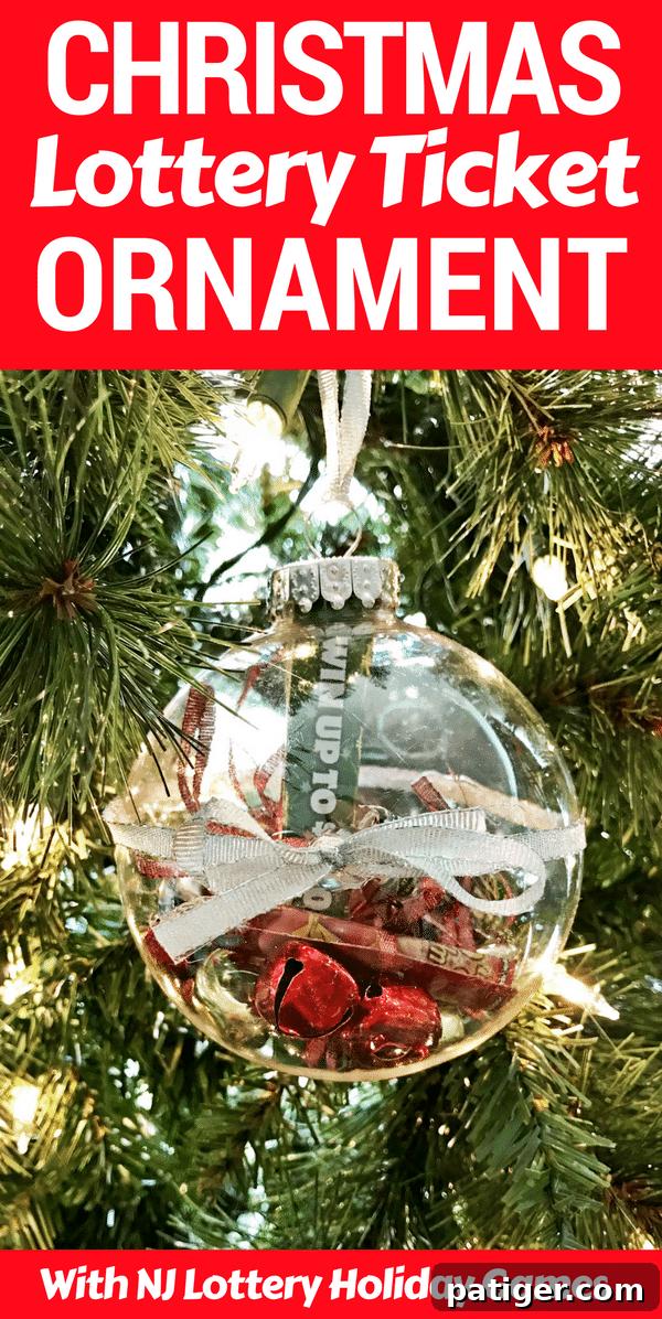Winning Ticket Christmas Bauble 2 This Christmas Lottery Ticket Ornament is a fun and easy DIY gift idea perfect for teachers, neighbors, and anyone over 18 on your holiday shopping list!