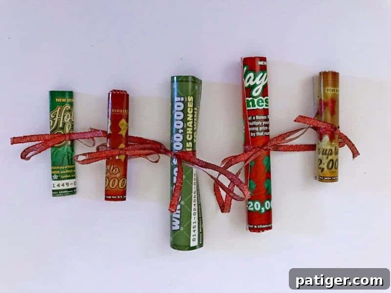 Winning Ticket Christmas Bauble 6 This Christmas Lottery Ticket Ornament is a fun and easy DIY gift idea perfect for teachers, neighbors, and anyone over 18 on your holiday shopping list!