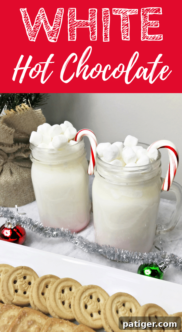 A beautiful, cozy image of white hot chocolate in a mug, adorned with marshmallows and a sprinkle of cinnamon, perfect for a winter evening.