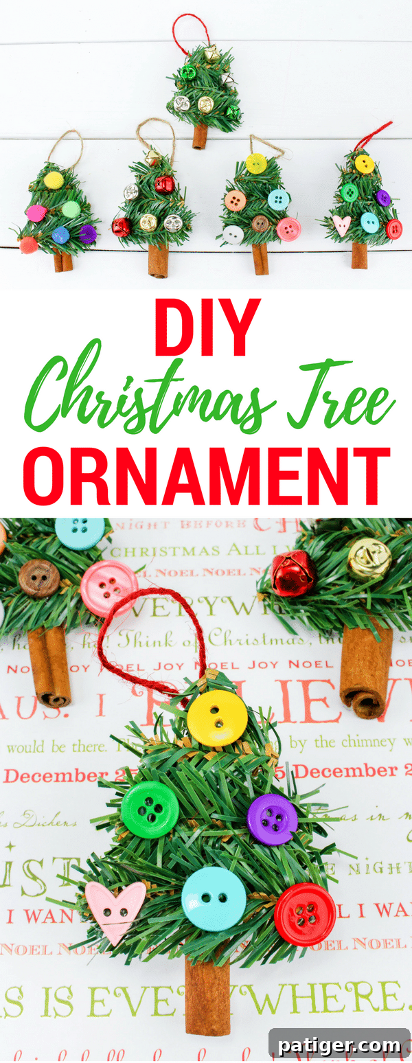 A finished DIY Christmas Tree Ornament, ready to be hung on a tree, showcasing its festive and homemade charm.