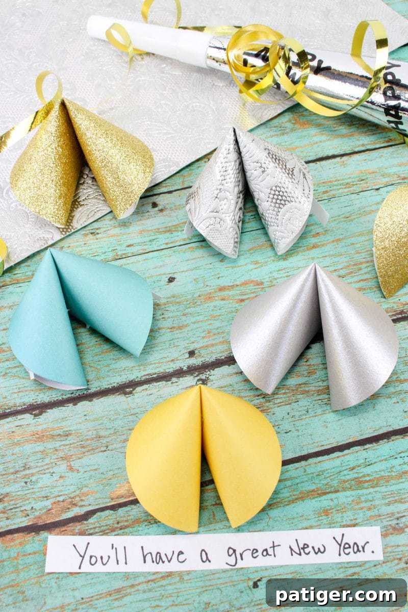 Paper fortune cookies craft for kids, perfect for engaging older children during the holiday break and creating unique New Year's decorations.