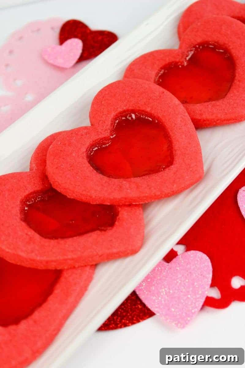 Finished Valentine Stained Glass Heart Cookies