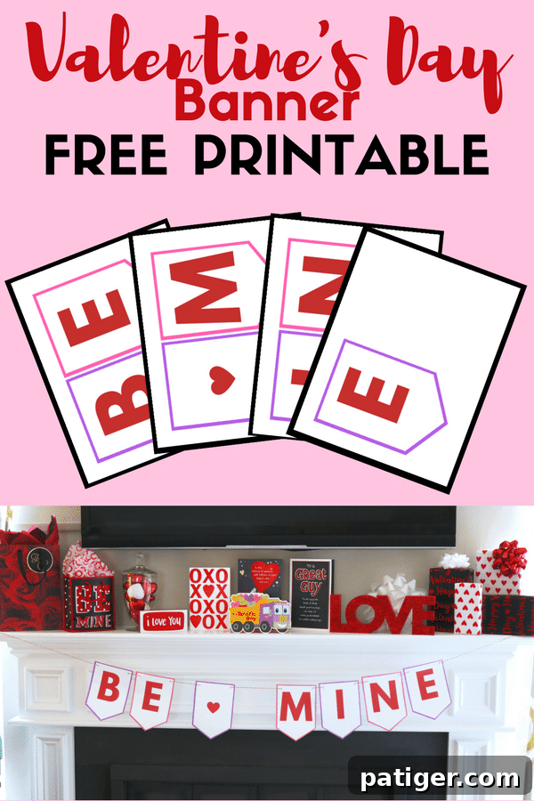 Find endless DIY Valentine decor inspiration with our free "Be Mine" Valentine banner printable, adding a heartfelt touch to your celebration.