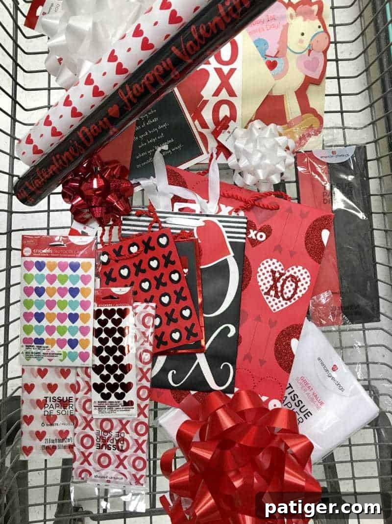 Your ultimate Valentine's Day shopping haul at Walmart, featuring a fantastic array of American Greetings cards, gifts, and festive wrapping supplies.