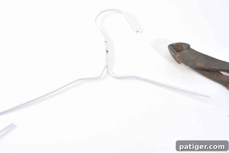 Adult cutting wire hanger for rainbow craft