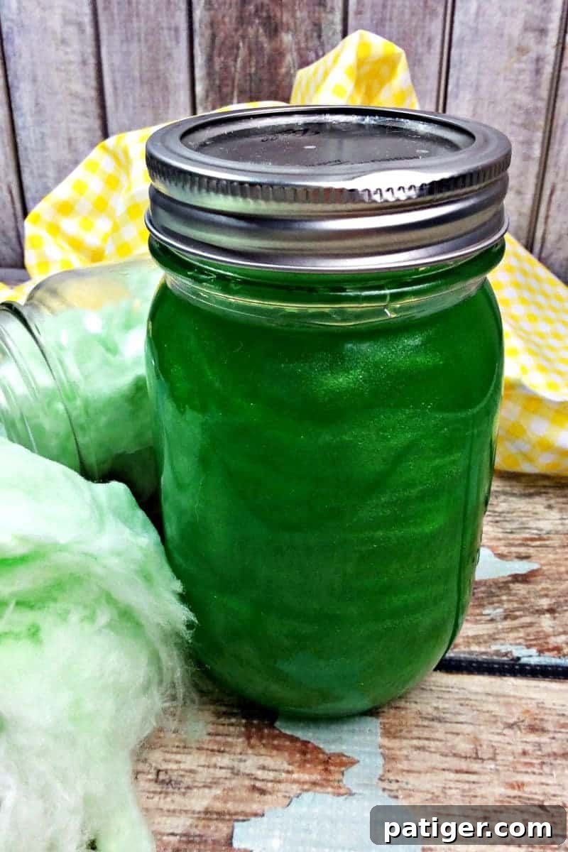 This moonshine recipe combines cotton candy, cotton candy vodka, sugar, and Everclear to make a delicious homemade moonshine. Plus, the bright green color of this cotton candy moonshine will certainly catch everyone’s attention!