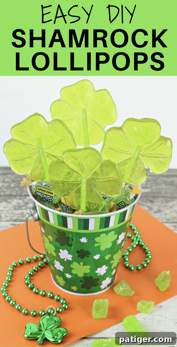 Lucky Shamrock Pops for St Patricks Day 11 Pin this image for later: Easy green shamrock Jolly Rancher lollipops for St. Patrick's Day parties.