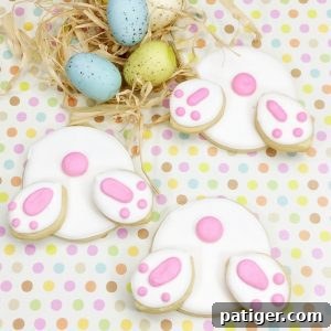 Adorable Easter Bunny butt cookies recipe card image.