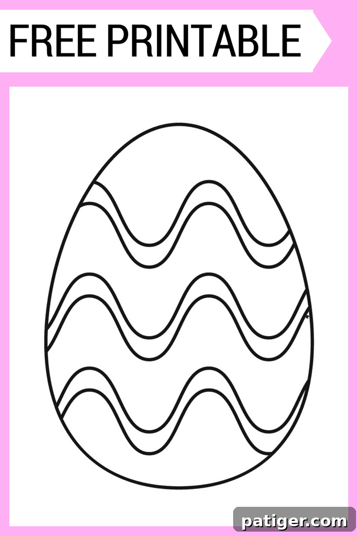 Delightful Easter egg coloring page free printable for children in classrooms or for fun home activities, encouraging creativity.