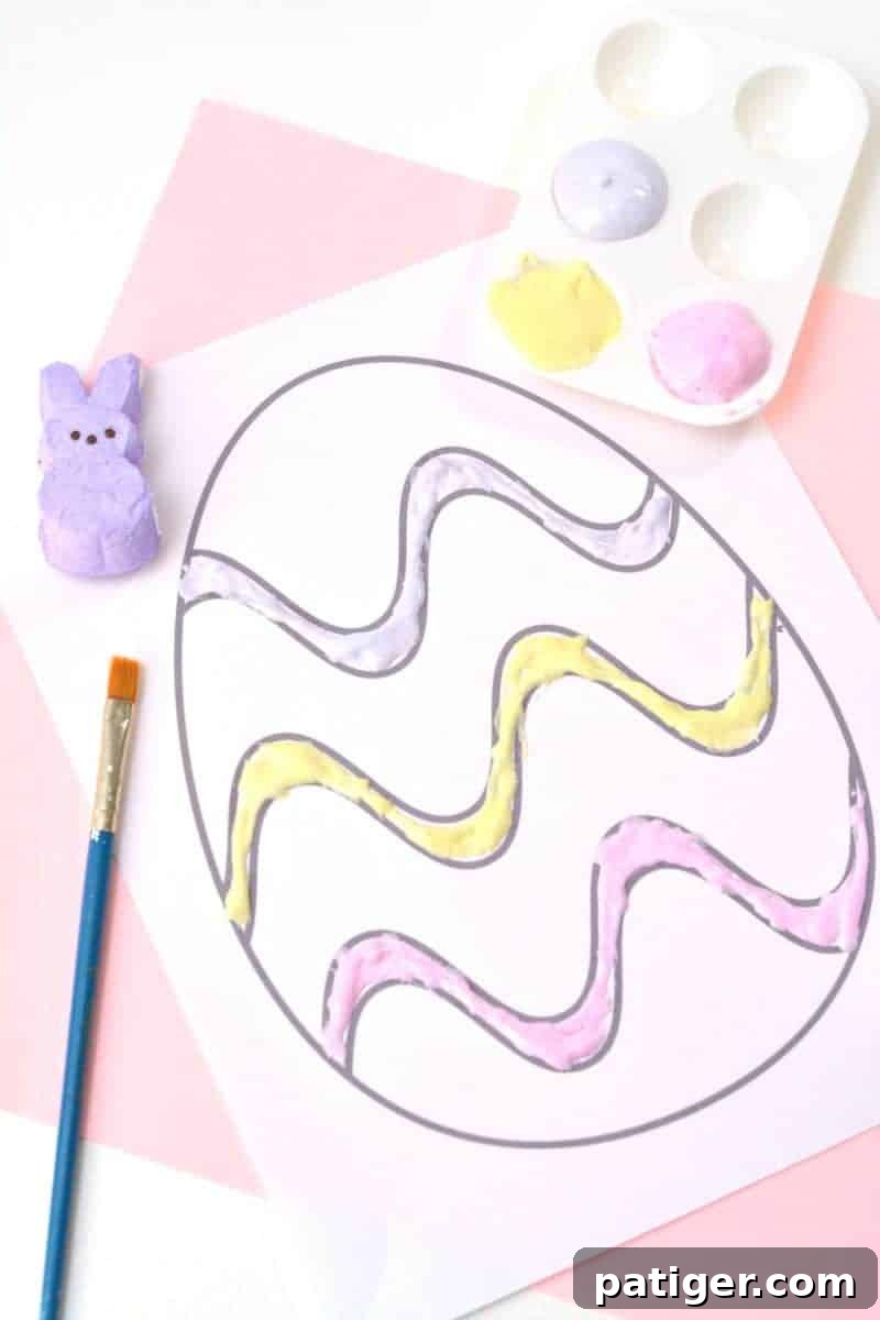 Easy 1-ingredient DIY Peeps Puffy Paint recipe perfect for a fun Easter kids activity, using leftover Marshmallow Peeps candy creatively.