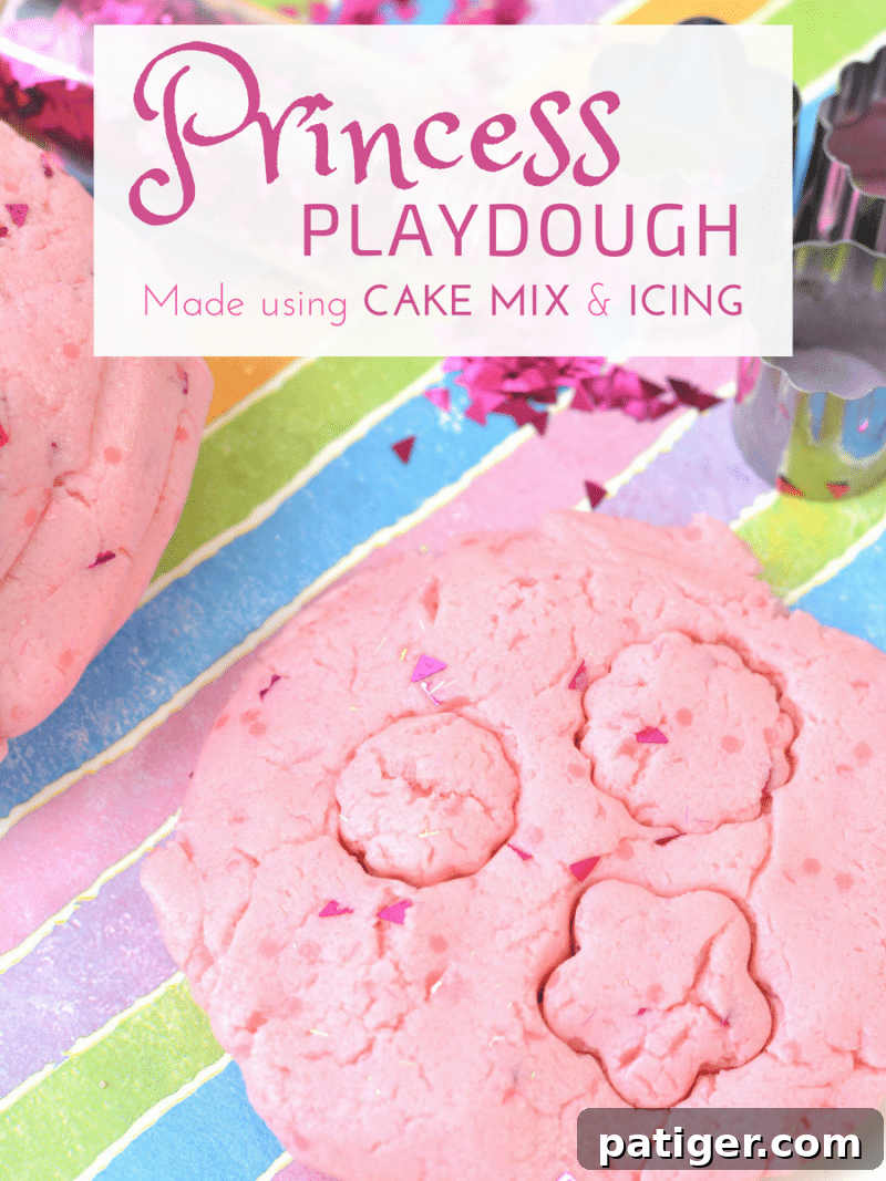 Pink Princess Sweet Dough Magic 9 Finished pink princess playdough with edible glitter, beautifully presented for pinning.