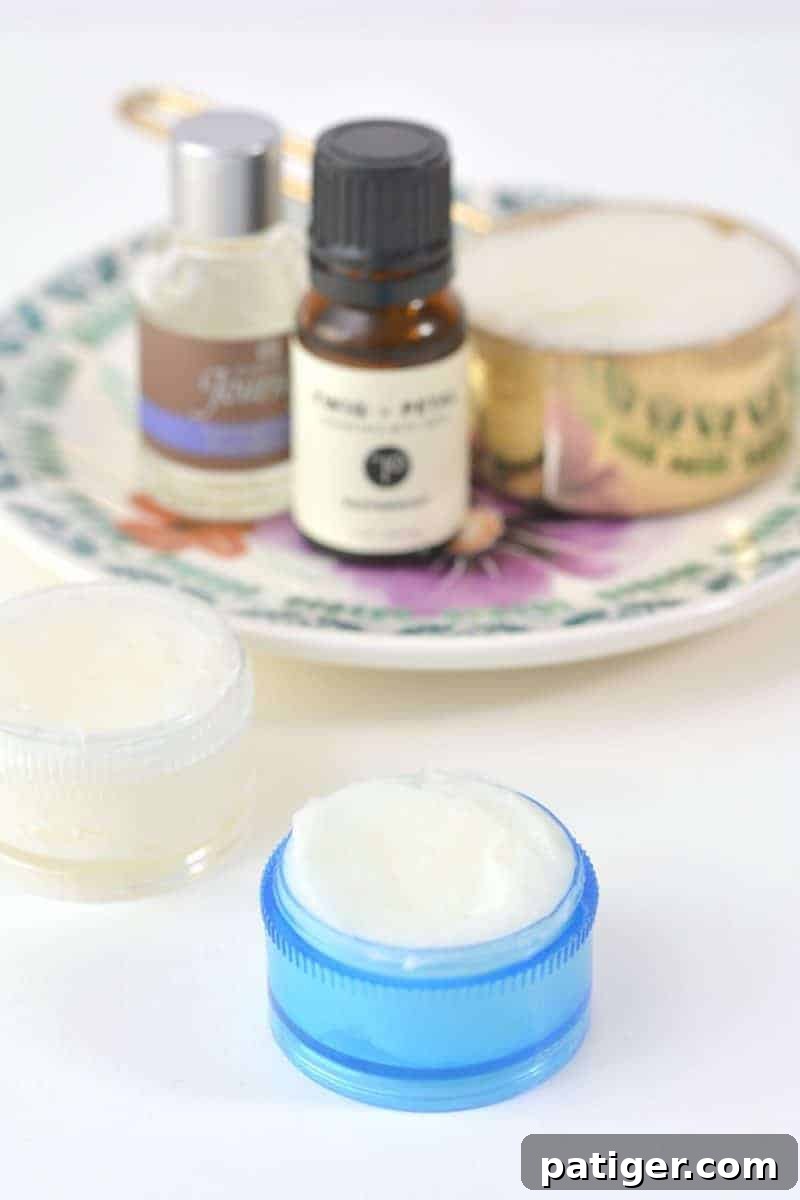 Applying all-natural peppermint lavender homemade vapor rub for congestion relief.