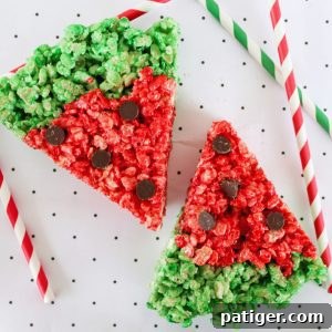 Watermelon Rice Krispies Treats are a fun and easy to make no-bake kids treat perfect for all your summer BBQs and birthday parties.