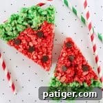 Watermelon Rice Krispies Treats ready to be served