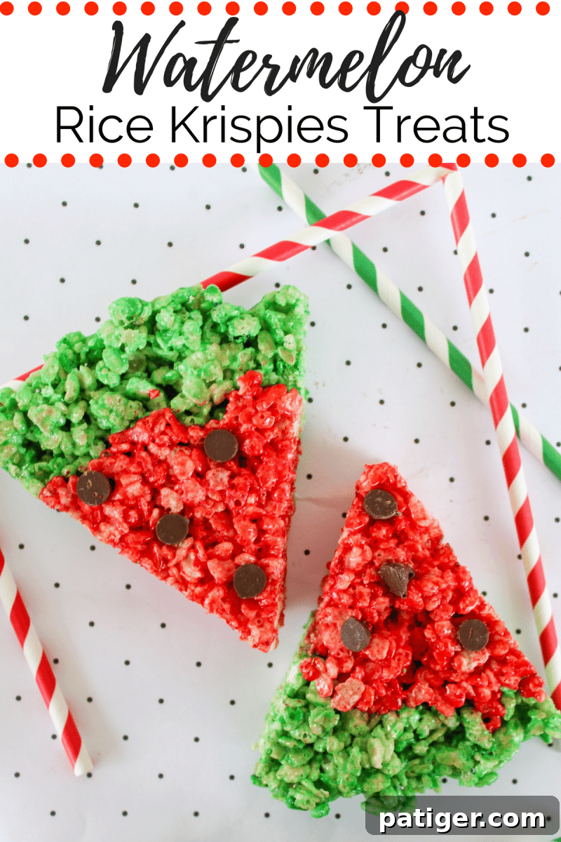 Watermelon Rice Krispies Treats are a fun and easy to make no-bake kids treat perfect for all your summer BBQs and birthday parties.