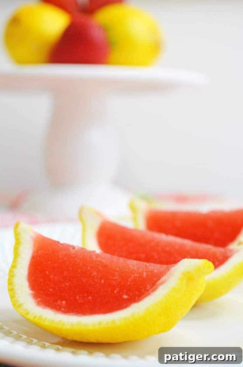 Pink Lemonade Vodka Jello Shooters 11 Strawberry lemonade jello shots made with vodka and served in lemon wedges. Don't be fooled -- these lemon wedge jello shots are actually very easy to make!