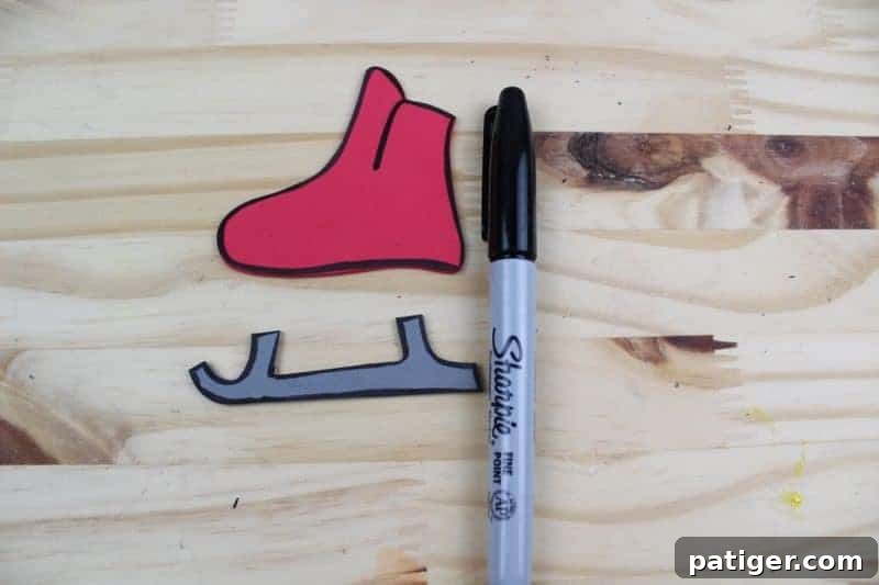 Letter I Ice Skate Craft Printable 7 Outline the ice skate pieces with a black marker for definition