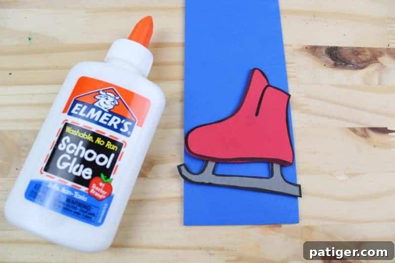 Letter I Ice Skate Craft Printable 8 Glue the ice skate boot and blade onto the letter I