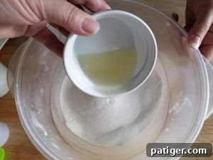 Celestial Soaks: Crafting Bath Bombs with a Moon Cake Press 9 Slowly add in the liquid ingredients to the dry ingredients.