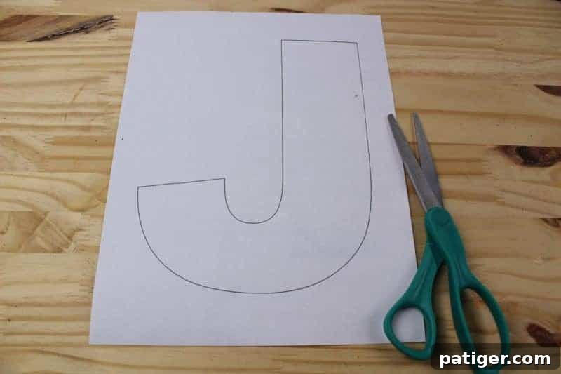 Cut out the letter J from the printable template