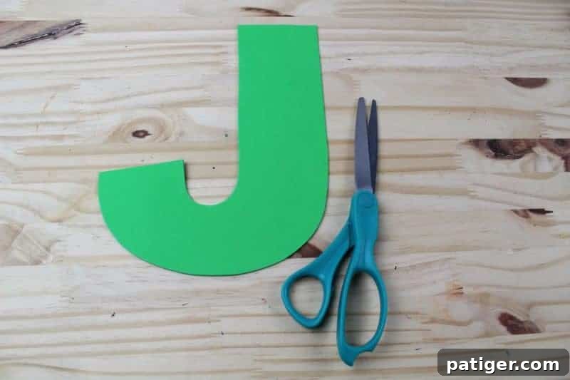 Cut the letter J out from the craft foam or cardstock