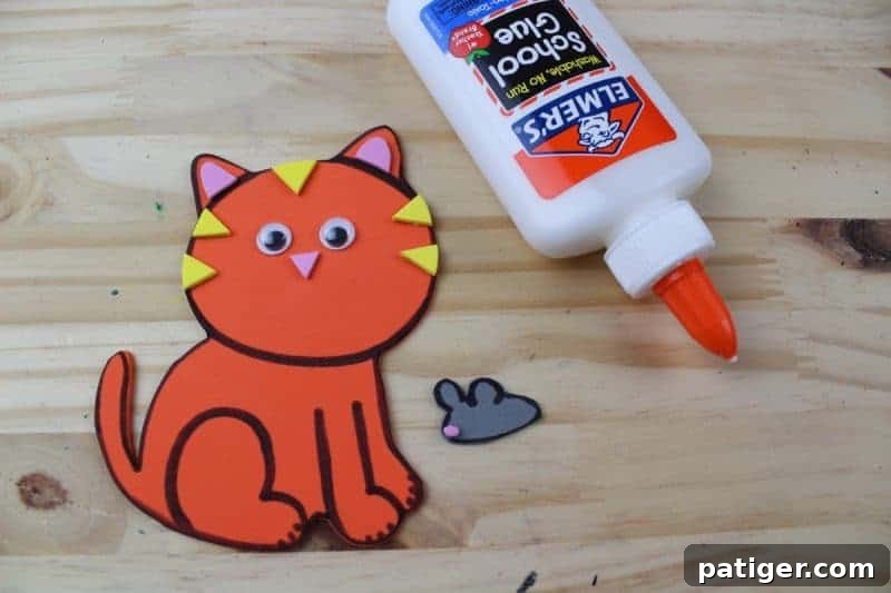 K Is For Kitten Craft Printable Learning Activity 8 Glue the pieces of the kitten together. Refer to the photos.