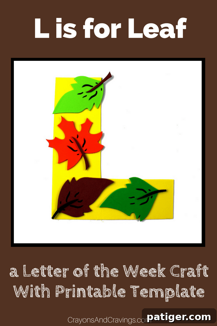 An engaging Letter L craft, featuring a bright green leaf attached to the letter, perfect for preschoolers learning letter recognition through hands-on activities. Includes a printable template.