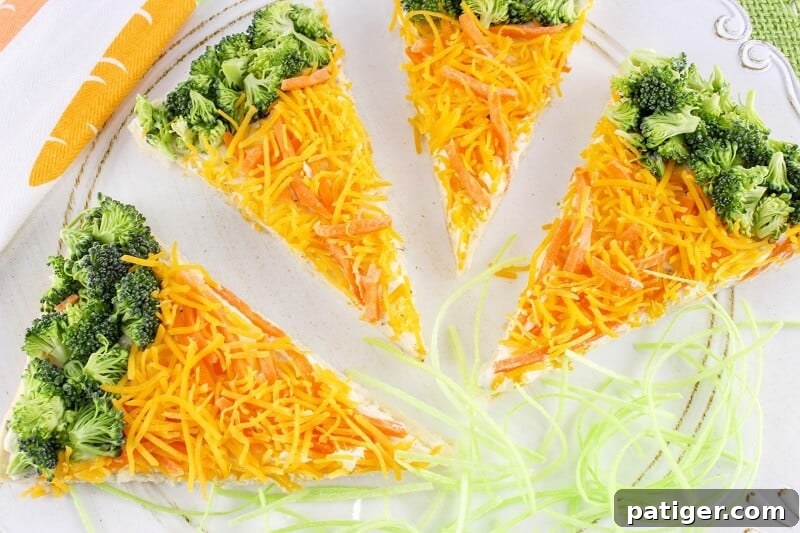 Easy Carrot-Shaped Cold Veggie Pizza Bars